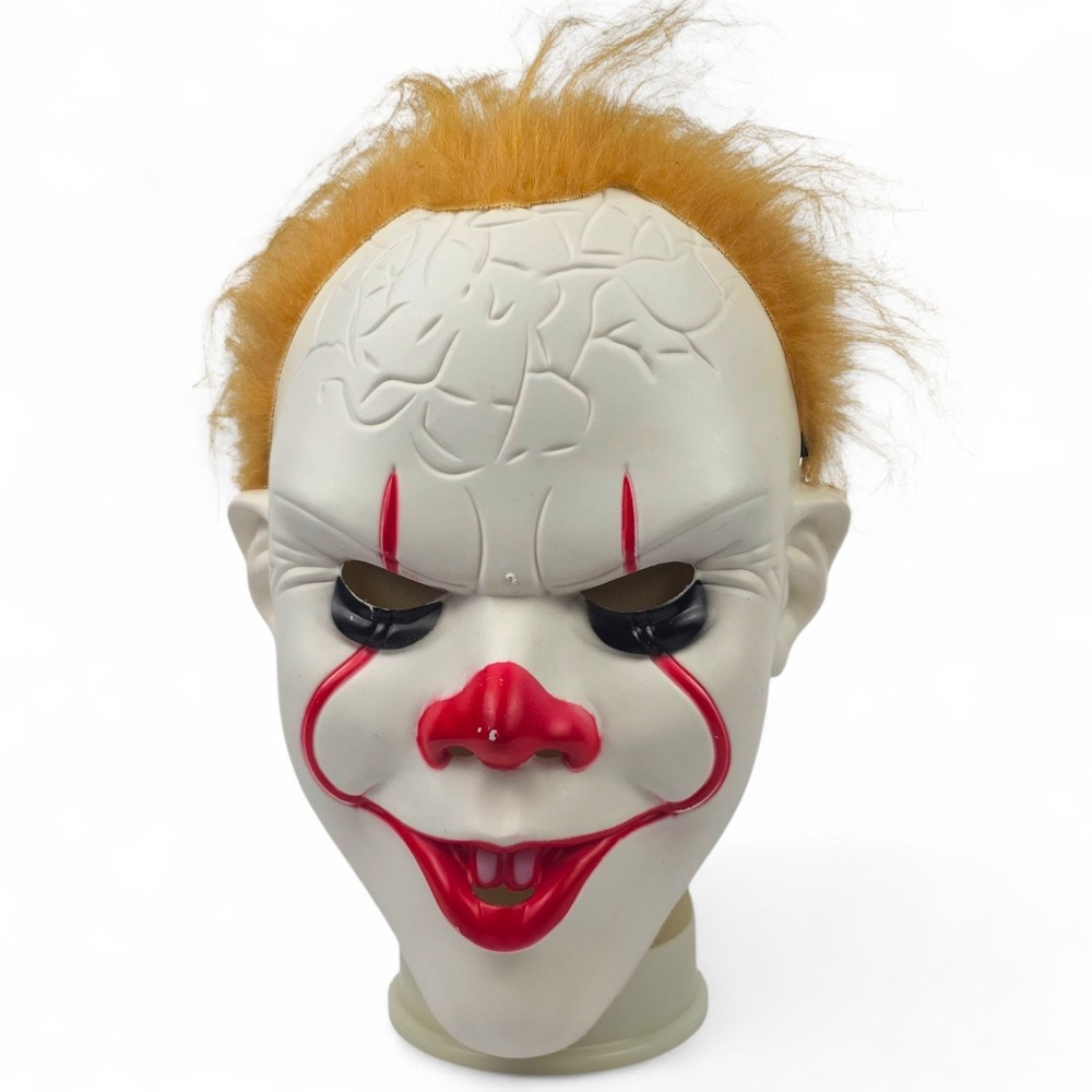 Pennywise IT Clown Halloween Costume Mask Scary Horror Cosplay Orange Hair